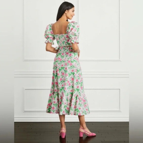 Hill House Isabella Crop Top and Mirabel Skirt Pink Roses - Picture 2 of 8